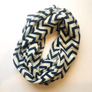 A blue and white scarf